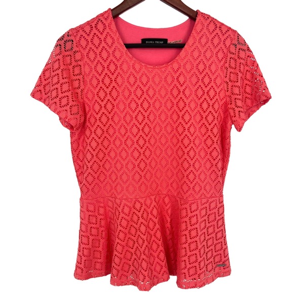 Ivanka Trump Womens Pink Size Small Lace Short Sleeve Blouse Shirt Top Office - Picture 1 of 7